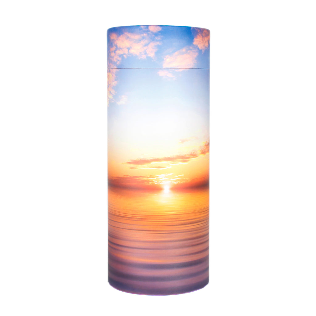 Peaceful Ocean Sunset Scattering Urn