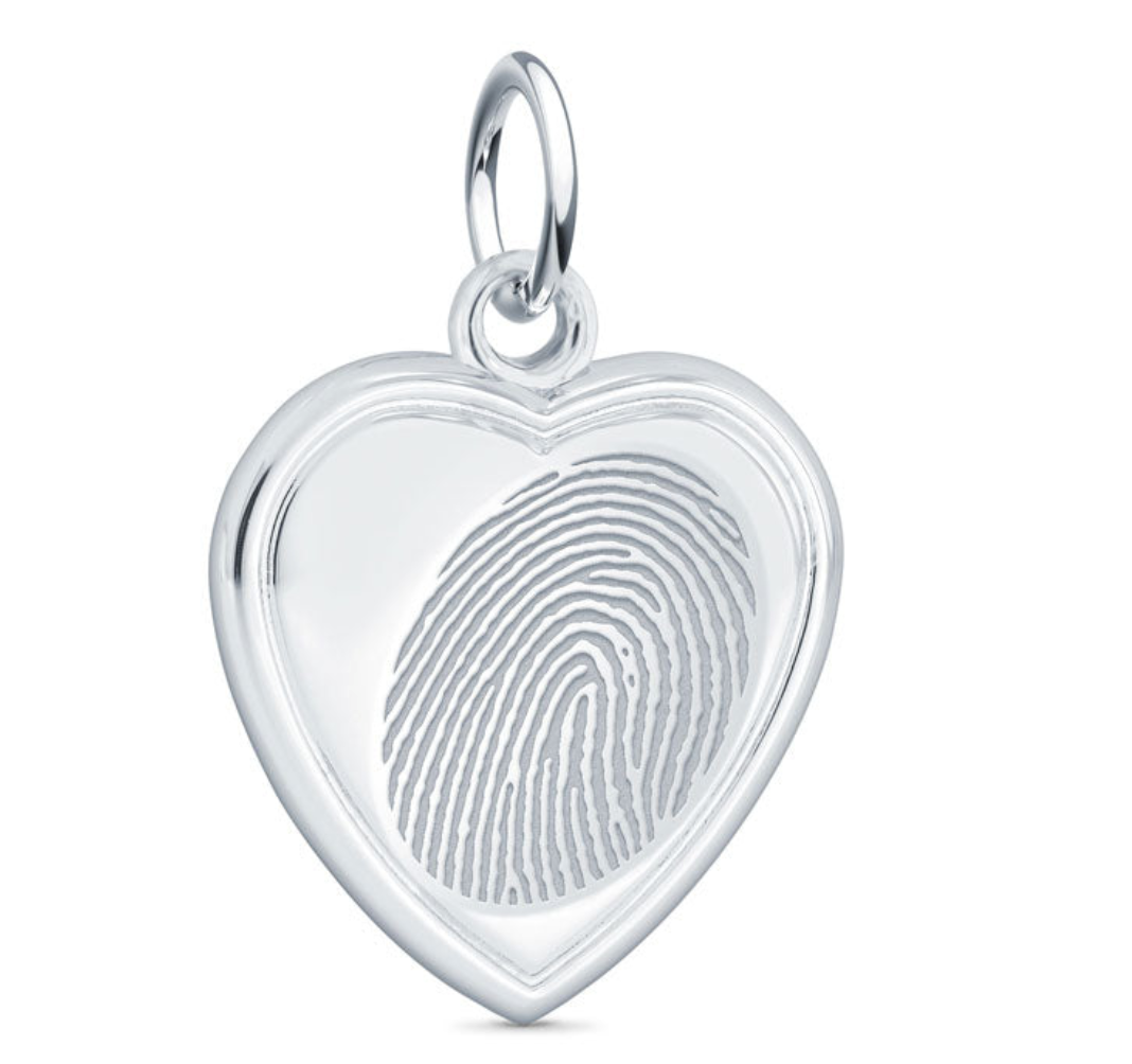 Sterling Silver Heart Fingerprint Charm