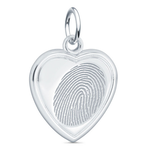 Sterling Silver Heart Fingerprint Charm